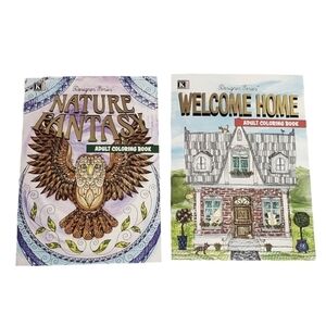 NEW Kappa Designer Series Adult Coloring Books Nature Fantasy/Homes Bundle 2